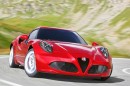 Alfa Romeo 4C in Ferrari-Rot in der Frontansicht