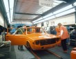 Automobilbau im Volvo-Werk Torslanda in den 1970er Jahren.