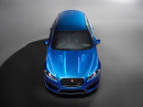 Blauer Jaguar XFR-S Sportbrake in der Frontansicht