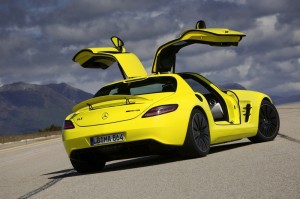 Die Heckansicht des Mercedes-Benz SLS AMG E-Cell