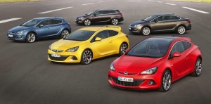Die Opel Astra-Baureihe mit fünf Modellen