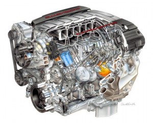 Der neue Corvette 6.2 LT1-V8-Motor leistet 335 kW / 455 PS