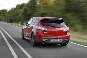 Die Heckansicht des überarbeiteten Mazda3 MPS Modell 2013