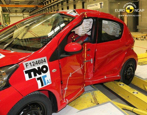 So sah der Toyota Aygo nach dem Crashtest aus