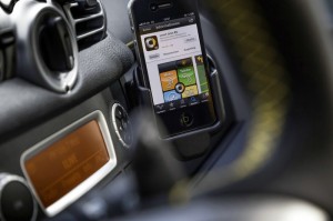 Die Mittelkonsole des Smart Fortwo Edition Cityflame