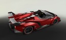 Dunkel roter Lamborghini Veneno Roadster Baujahr 2013