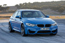 Die neue (2014) BMW M3 Limousine in blau in der Frontansicht