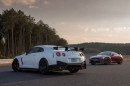 Die Supersportwagen Nissan GT-R und GT-R Nismo nebeneinander