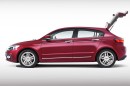 Qoros 3 Hatch in rot in der Seitenansicht