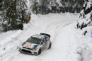 Der Volkswagen Polo WRC bei Rallye auf Schnee