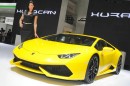 Gelber Lamborghini Huracan auf der Pekinger Automesse Auto China 2014