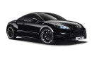 Schwarzer Peugeot RCZ Red Carbon auf schwarzen 19 Zoll Alufelgen