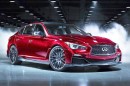 Kraftversion der Sportlimousine Infiniti Q50 mit Nissan-Technik in rot