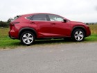 Roter Lexus NX300h E-Four Luxury in der Seitenansicht
